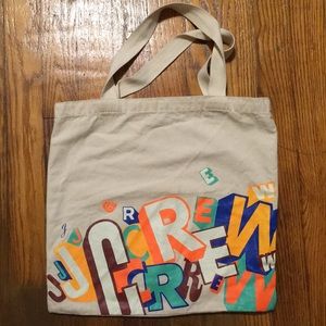 NWOT J. Crew Canvas funky colored letter bag